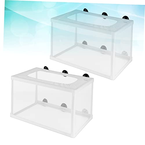 Kisangel 2Pcs Fish Net Hatchery Incubator with Suction Cups Durable Mesh Breeder Box for Aquarium Fish Tank Increases Survival Rate by Separating Aggressive and Weak Fish