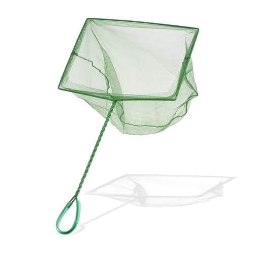 Aquarium Fish Net Small Betta Fish Tank Cleaning Net Sludge Food Residue Wastes Skimmer with Soft Fine Mesh and Braided Matal Handle for Small Ponds and Pools(12 inch) - size: 12 inch