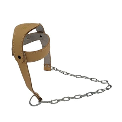 Force of Habit Head Harness, Brown, Leather with 24 Inch Steel Chain - color: Tan