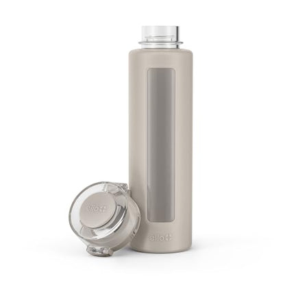 Ello Syndicate 20oz Glass Water Bottle with Flip Lid and Sleeve, Sand, 20 Ounces (Pack of 6) - color: Sand, size: 20 Ounces (Pack of 6)