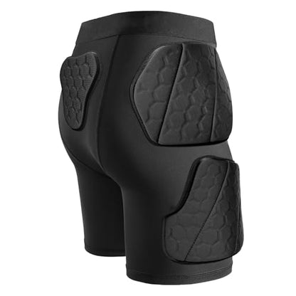 Football Padded Compression Shorts with Cup Pocket, 5 EVA Pads - size: Youth-L