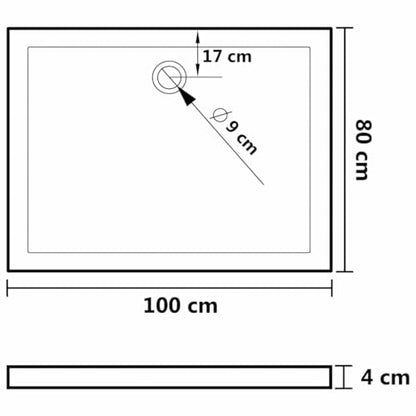 vidaXL Shower Base, Shower Pan with Center Drain, Shower Tray with Single Threshold and Flat Surface, Bath Pan for Bathroom, White ABS Rectangular - color: White, size: 31.5"x 39.4"