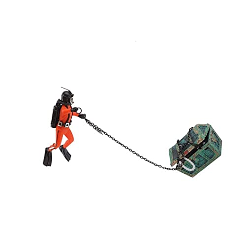 Undersea Treasure Chest Diver Artificial Fish Tank Ornaments Aquarium Ornament, Underwater Decor Fish Tank Decoration