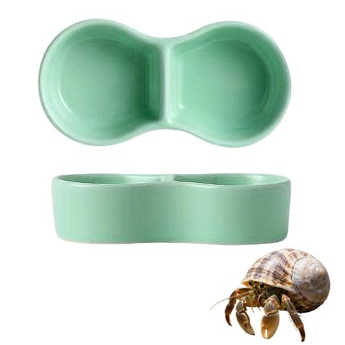 2 Pack Ceramic Hermit Crab Food Dish Hermit Crab Water Bowl Reptile Water Bowl Aquarium Accessories for Snail Frog Bearded Dragon Lizard Gecko Tortoise