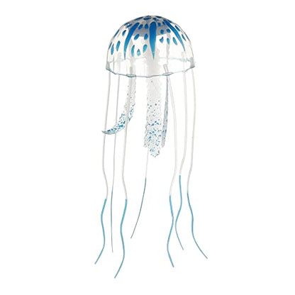 VOCOSTE Fish Tank Jellyfish Decoration, Silicone Fluorescent Jellyfish Glow Ornaments Aquarium Decor with Suction Cup, Blue, 2.3"x5.9"