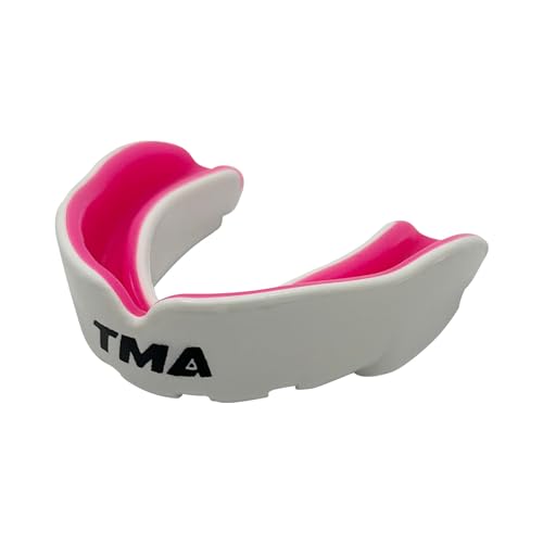 TMA Mouthguard Slim Fit, Adults and Kids Mouth Guard with Case for Boxing, Basketball, Lacrosse, Football, MMA, Martial Arts, Hockey and All Contact Sports (White/Pink (Strawberry Flavour), Adult) - color: White/Pink (Strawberry Flavour)