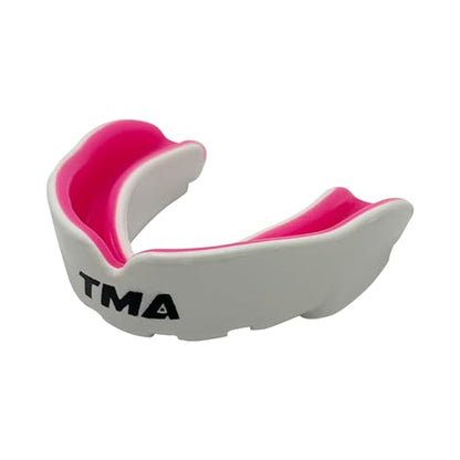 TMA Mouthguard Slim Fit, Adults and Kids Mouth Guard with Case for Boxing, Basketball, Lacrosse, Football, MMA, Martial Arts, Hockey and All Contact Sports (White/Pink (Strawberry Flavour), Adult) - color: White/Pink (Strawberry Flavour)