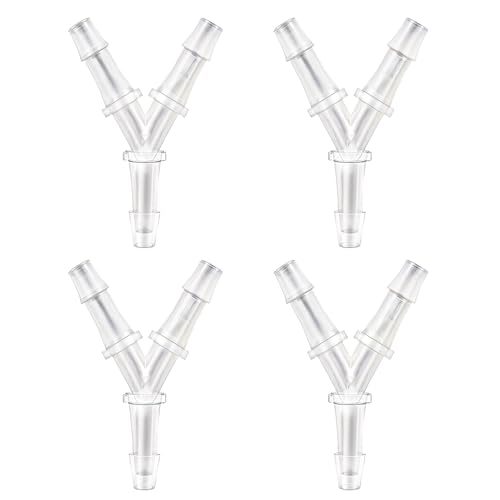 4 Pcs Aquarium Air Pump Connectors Y-Shaped Aquarium Air Valve 3 Way Airline Tubing Connector Plastic Barb Equal Y Tee 1/4'' Hose Connectors Anti-Shedding Fish Tank Tube Adapters Splitter