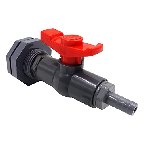 rain barrel spigot kit within 3/4 inch pvc bulkhead adapter 3/4" valve 3/8" plastic barb fitting, for 5/2.5/50/55/100 gallon water tank garden bucket outdoor rainwater collection - color: 3/4 inch valve-3/8 inch barb Red