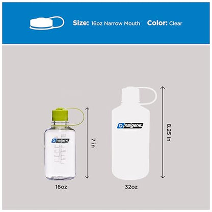 Nalgene 16 oz Narrow Mouth Water Bottle, Clear - color: Clear, size: 16 Ounces