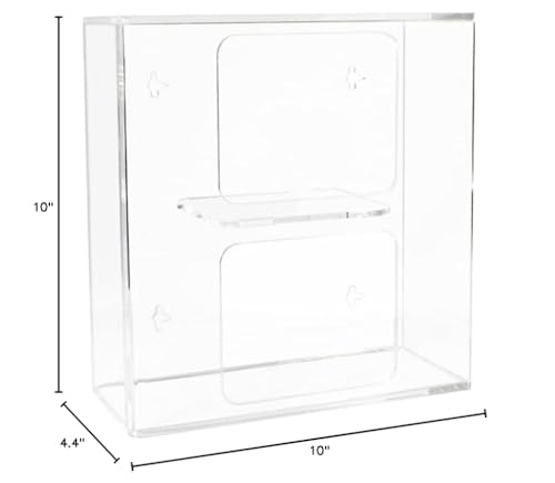 TrippNT 50830 Clear Acrylic Double Side Loading Glove Box Holder, 10" Width x 10" Height x 4" Depth - size: Double, style: Hardware Mount