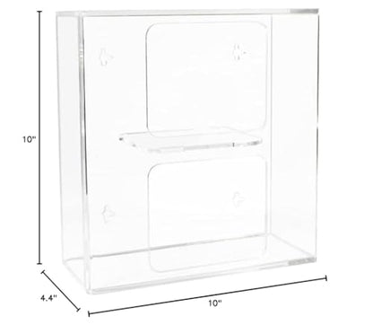 TrippNT 50830 Clear Acrylic Double Side Loading Glove Box Holder, 10" Width x 10" Height x 4" Depth - size: Double, style: Hardware Mount