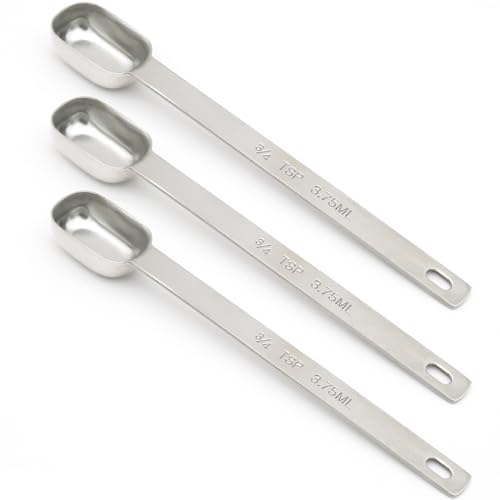 3PCS 3/4tsp (1/4tbsp, 3.75ml) Single Measuring Spoon, Stainless Steel Long Handle Individual Teaspoons Only - size: 3/4tsp|1/4tbsp|3.75ml|1/8oz
