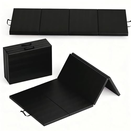 Folding Gymnastics Mat, 6x3Ft/6x2Ft Thick Portable Exercise and Tumbling Pad for Home Gym, Pilates, Aerobics and Martial Arts, 4-Panel Folding Floor Mat - size: 4-fold 6x3Ft