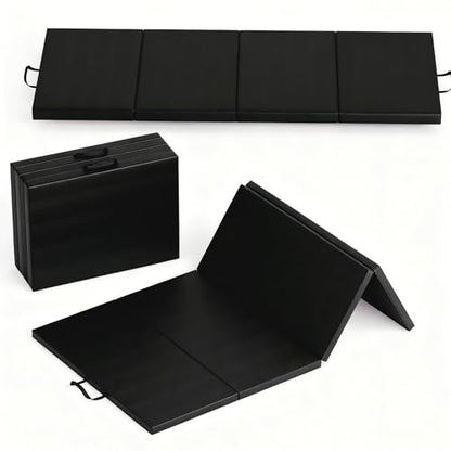 Folding Gymnastics Mat, 6x3Ft/6x2Ft Thick Portable Exercise and Tumbling Pad for Home Gym, Pilates, Aerobics and Martial Arts, 4-Panel Folding Floor Mat - size: 4-fold 6x3Ft