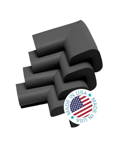 KidKusion 4-Piece Safety Corner Cushion, Black, Child Proofing Corner Guard, Made in USA, Child Safety, Home Furniture Safety Bumper, Baby Proof Table Protector, 4 Count (Pack of 1)