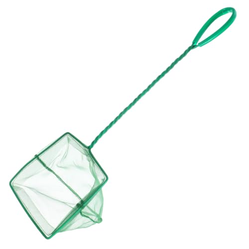 Aquarium Fish Net with Braided Metal Handle, 6'' Fish Net for Fishes Tank Soft Nylon Mesh for FishTanks Sludge Food Residue Wastes Skimming Cleaning Nets (Green)