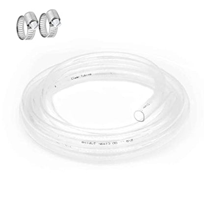 Clear Vinyl Tubing 5/8" ID × 13/16" OD -25 Ft 60PSI,Flexible Plastic Tube,BPA Free Non-Toxic, Multipurpose Hybrid Clear Reinforced Tubing with 2 Screw Clamps - size: 5/8'', style: 25 feet