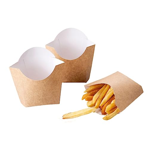 XZJMY 60 Pack 5oz French Fry Containers,Disposable Paperboard French Fries Containers,French Fries Holders, Small Kraft Paper Takeout Boxes for Wedding Birthday Carnival Party (Brown)