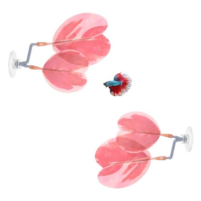 M METERXITY 2-Pack Betta Fish Leaf Pad, Hammock Plant Leaf Pad, Realistic Resting Fish Rest Bed for Fish Tank Decorations/Aquarium Accessories/Spawning Grounds/Breeding [Pink, Heart-Shaped]
