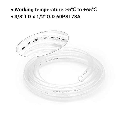 3/8’’ ID × 1/2’’ OD - 25 ft Clear Plastic Tubing BPA Free and Non-Toxic, Multipurpose PVC Clear Tubing for Transfer Water Air Oil - size: 3/8'', style: 25 feet
