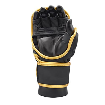 MRX MMA Professional Protective Grappling Gloves 7oz Muay Thai Training Kickboxing Punching Sparring Sports Cage Fighting Combat Glove Boxing Punching Glove Mitts - color: Black Golden, size: Large-X-Large