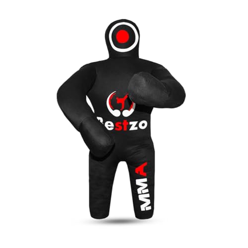 Bestzo Kids MMA Grappling Dummy - Unfilled Canvas Wrestling & BJJ Training Partner for Karate, Judo & Boxing (48-Inch) - color: Black