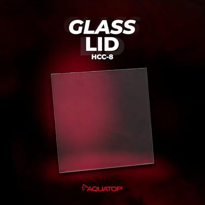 Aquatop Glass Lid with Clips for HCC-8 Tank – 3mm Thick, 7.17 in x 7.09 in – Durable Aquarium Cover – High Clarity Low Iron Glass – HCC-LID8