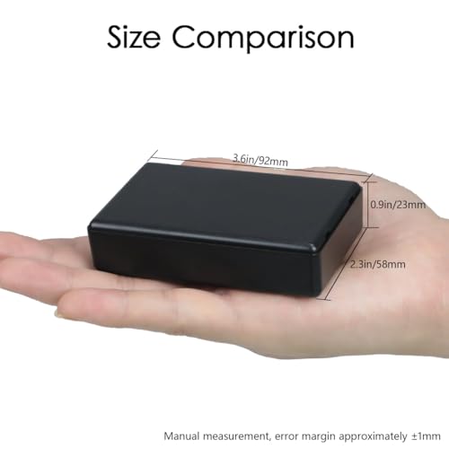 Project Box, 5 Pieces ABS Electrical Box Small Junction Box for Electronics PCB Case,Electronic Hobby Box Black, Outside Size 3.6 x 2.3 x 0.9 inch (92 x 58 x 23 mm) - size: 3.6" x 2.3" x 0.9"(5pc)