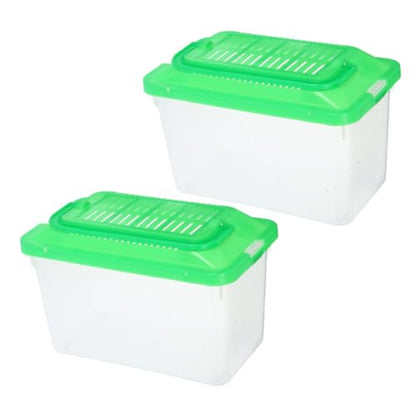 Happyyami 2pcs Portable Fish Container Lid Handheld Critter Carrier for Small Pets Breeding Case for Fish Turtles and Reptiles Easy to Carry Secure Transport Versatile Habitat
