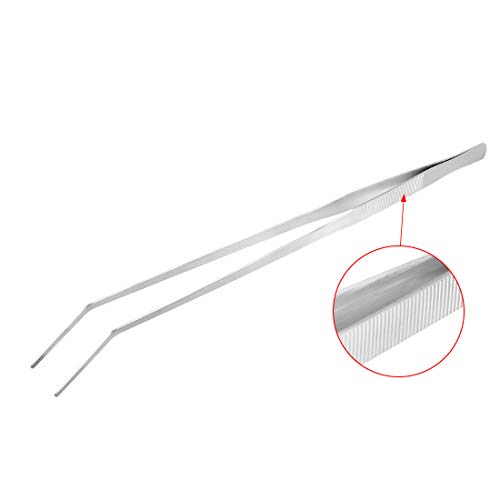 uxcell Aquarium Curved Tweezers 19 Inch Stainless Steel Extra Long, Fish Tank Aquatic Plants Clip