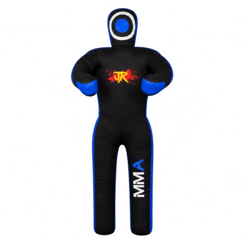 MMA Practice Dummy (Standing Position) for Boxing, Fighting, Throwing, Grappling, Karate, jiu-Jitsu, Wrestling Training - UNFILLED - color: Black/Blue Canvas, size: 70" (inches)