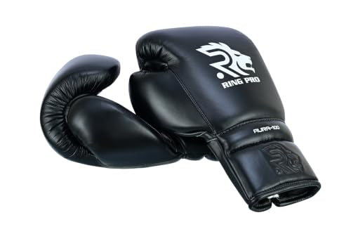 Aura 100 Full Grain Leather Lace Up Boxing Gloves for Men & Women – Professional Training, Sparring, Competition, Muay Thai, Kickboxing & Heavy Bag Gloves - color: Black, size: 12 OZ