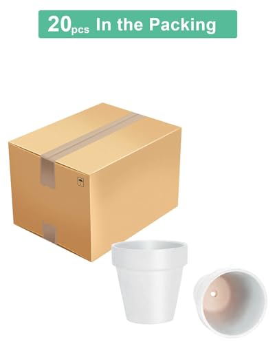 3 Inch White Terra Cotta & Terracotta Pots with Drainage - 20 Pack Clay Flowerpots, Succulent Nursery Planter Great for Plants, Crafts, Wedding Favor - color: White