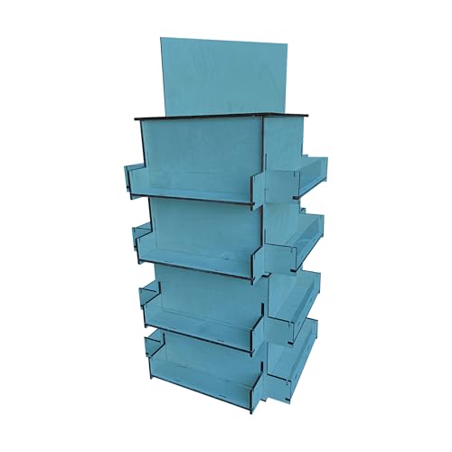 4-Sided Rotating Display Stand - Craft Shows, Trade Shows, Markets - Small & Medium-Sized Items like Stickers, Postcards, Coasters, Note Pads, Napkins, Easy to Assemble (Blue) - color: Blue