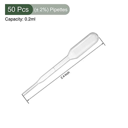 YOKIVE 50 Pcs Disposable Pipette, Lab Dropper with Tapered Tip | Transfer Liquid, Great for Laboratory, Chemistry, Art Project (Clear White, 0.2ML) - size: 0.2ml
