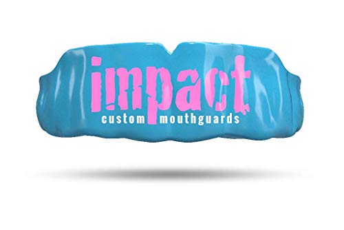 Impact Custom Professional All Sports Mouthguard -(Branded Series) Pink Logo Light Blue - color: Pink Logo Lt. Blu
