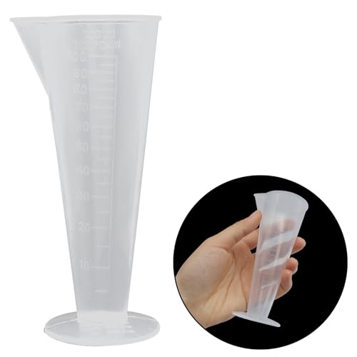 Waziaqoc 2 Pack 100ml/3.4oz Clear Plastic Graduated Measuring Cup with Cone Shape for Accurate Kitchen, Laboratory, Cooking & DIY Projects