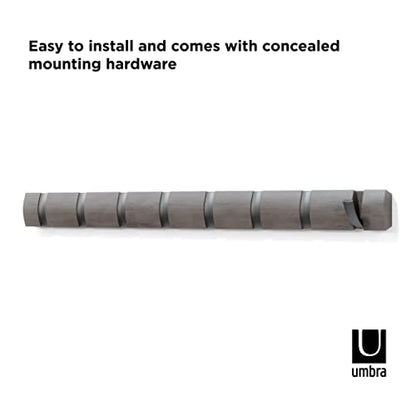 Umbra Flip Coat Rack, Wall Mount 8-Hook, Space Saving, Grey/Pewter - color: Grey/Pewter, size: 8 hook
