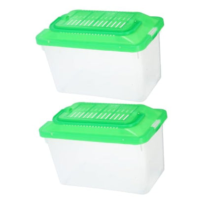 Happyyami 2pcs Portable Reptile Feeding Case Breeding Box for Small Pets Fish and Turtles Lightweight and User-Friendly Design for Travel and Transportation
