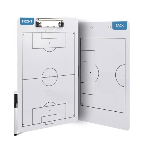 Eco Friendly PVC Multi Sport Coaching Clipboard Reusable Tactical Board for Basketball,Soccer,Volleyball,Handball and Futsal Portable Training Essential for Coaches - style: Soccerl Board