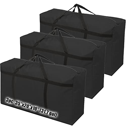 3pcs Extra Large 31.7 gal Heavy duty Storage Bags with Strong Handle, Travel Duffel Clothes Bags for Moving, Travelling, Camping, Festival Decorations Storage Black - color: Black, size: 120L