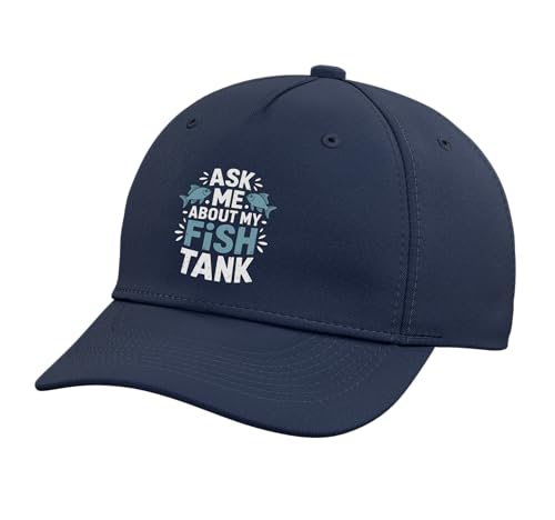Ask Me About My Fish Tank Sunset Fishing Adjustable Baseball Hat - color: Navy Blue