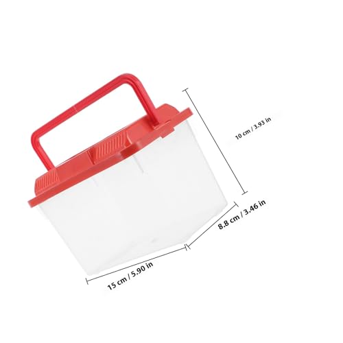 Mobestech Portable Turtle Transport Container and Mini Fish Aquarium Tank, Plastic Reptile Breeder Box with Handle, Medium Red Pet Habitat for Small Fish and Hamsters