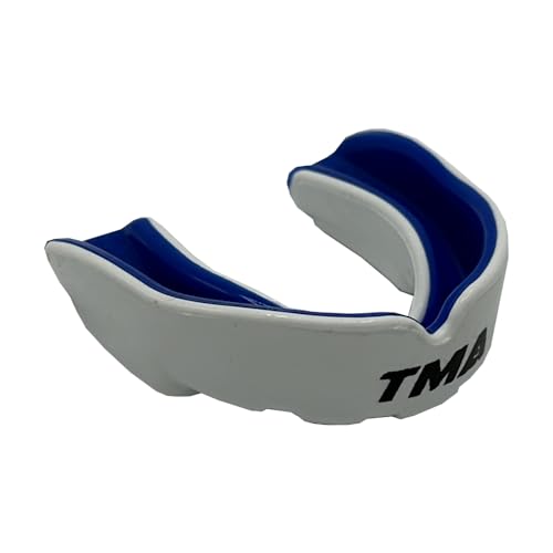 TMA Mouthguard Slim Fit, Adults and Kids Mouth Guard with Case for Boxing, Basketball, Lacrosse, Football, MMA, Martial Arts, Hockey and All Contact Sports (White/Blue, Adult) - color: White/Blue