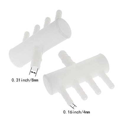 MroMax 8mm/0.31" to 4mm/0.16" Aquarium Air Line Tubing Splitter Connector Fish Tank Plastic Air Flow Divider Oxygen Splitter Lever Valve, 4 Way 5Pcs - size: 5pcs 4 Way