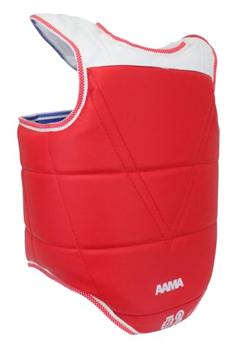 AAMA Custom Foam Sparring Gear Set - Foam Headgear, Olympic Style Chest Guard, Foam Punch and Kick - color: RED