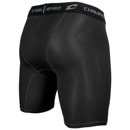 CHAMPRO Youth Polyester/Spandex Lightning Compression Shorts - color: Black, size: Medium