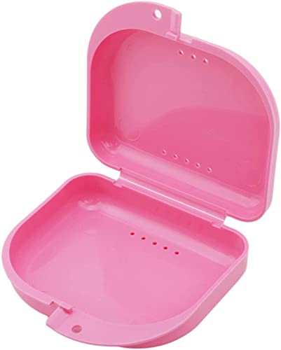 Mouth Guard Case Orthodontic Retainer Box Denture Storage Container, Pink Durable and Professional