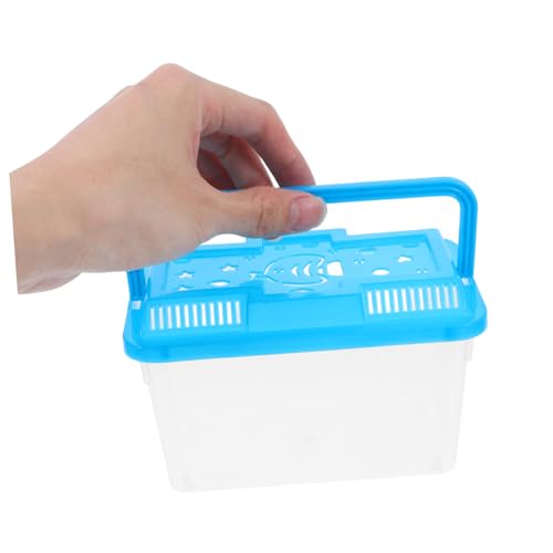 4pcs Mini Handheld Aquarium Box Portable Transparent Plastic Carrier with Handle for Small Fish Turtles Reptiles Hamsters for Breeding and Safe Transport